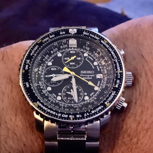 Seiko Flightmaster Chronograph Watch SNA411 Alarm - Picture 7 of 11